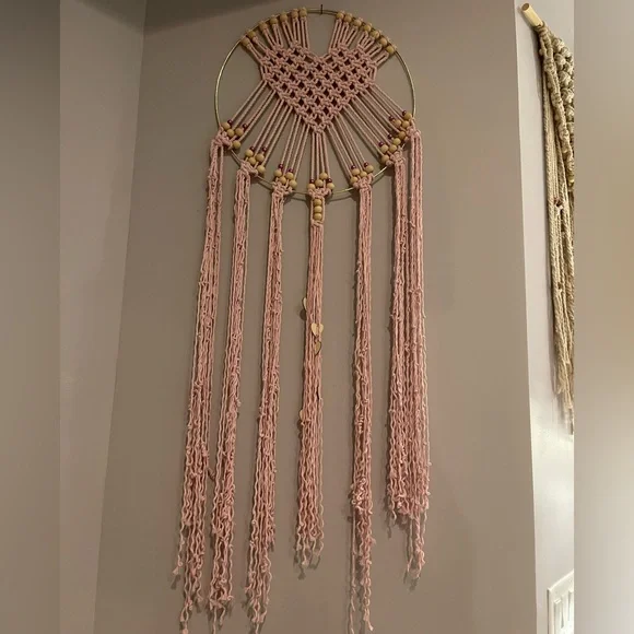 Handmade macrame heart shaped wall hanging - Picture 2 of 2